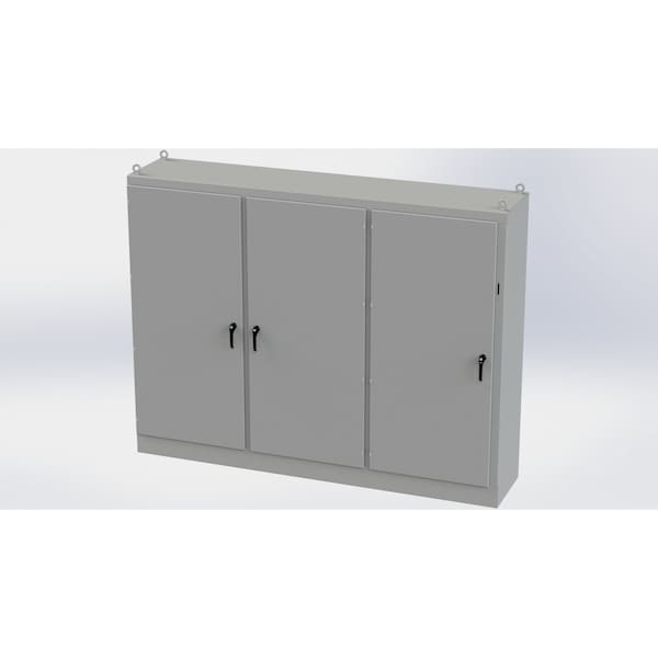 3 Point Latch with Coinproof/Padlock Handle Electrical Enclosures, 90 in H, 24 in D, 117-1/2 in W